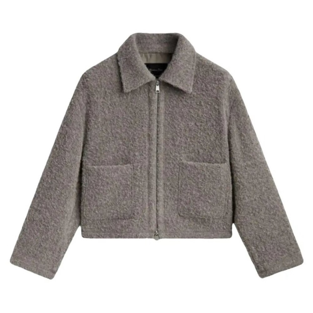 Massimo Dutti Boucle Jacket w/ Zip and Pockets